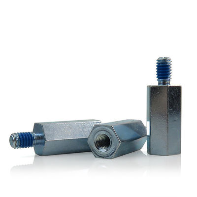Blue Zinc Finish Carbon Steel M4 Hex Standoff 44mm Length with Machine Thread