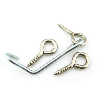Nickel Finish Stainless Steel Eye Hooks M4*10 For INCH Measurement