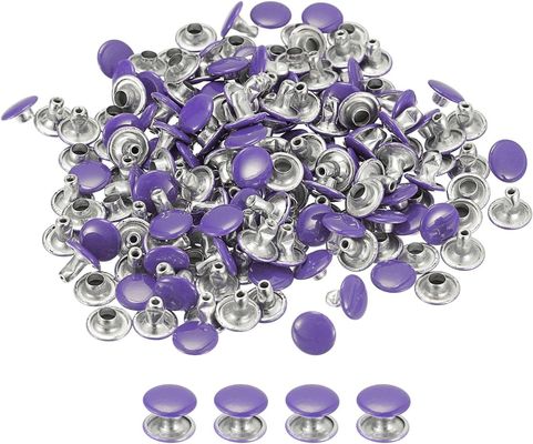 Bright Finish 9mm Double Cap Purple Rivets for Leather Craft Stainless Steel Material