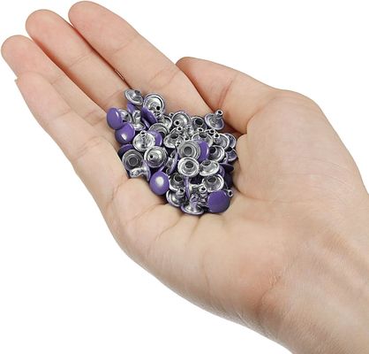 Bright Finish 9mm Double Cap Purple Rivets for Leather Craft Stainless Steel Material