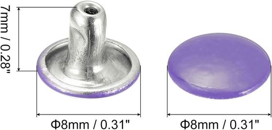 Bright Finish 9mm Double Cap Purple Rivets for Leather Craft Stainless Steel Material