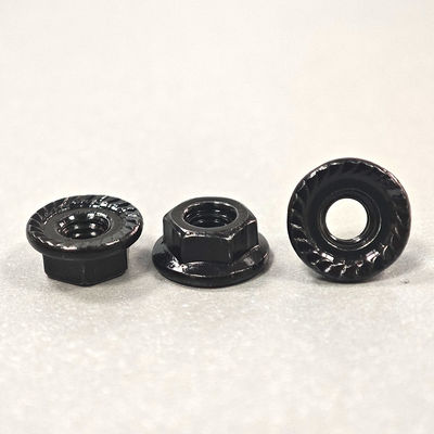 Black Zinc Serrated Hexagon Flange Nuts DIN Standard Imperial Inch Measurement System