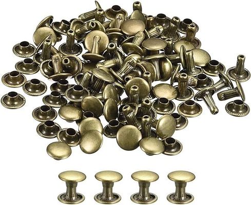 Custom Finish 6mm Double Cap Metal Rivets Studs For Leather and ISO9001 2015 Certified