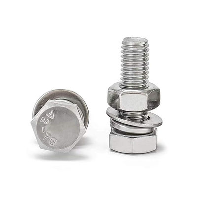 Fully Threaded 304 Stainless Steel Hex Head Screw with Flat Lock Washers