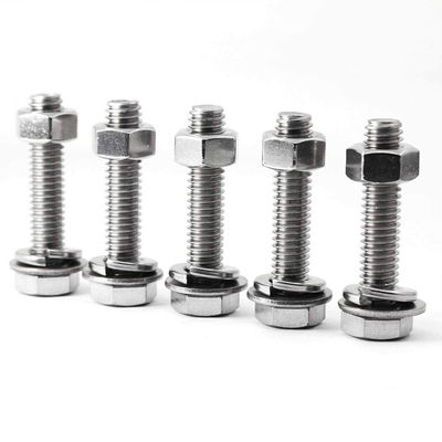 Fully Threaded 304 Stainless Steel Hex Head Screw with Flat Lock Washers