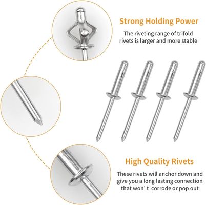 Stainless Steel Tri Fold Blind Rivets with ISO9001 2015 Certification Strong and Durable