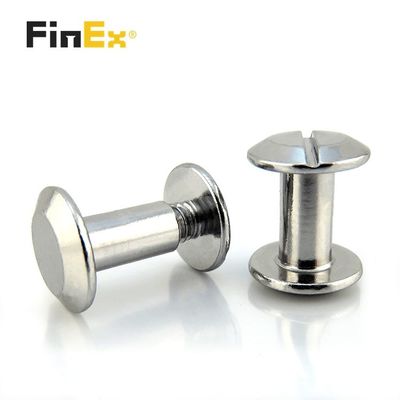 Custom Slotted Silver Color Male Female Flat Head Chicago Screw for Belt Connection