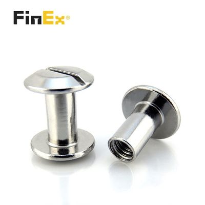 Custom Slotted Silver Color Male Female Flat Head Chicago Screw for Belt Connection