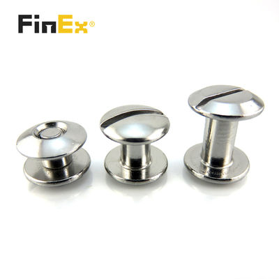 Custom Slotted Silver Color Male Female Flat Head Chicago Screw for Belt Connection