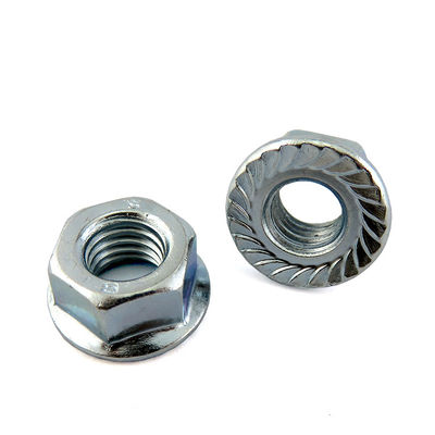 Blue Zinc Plated M6 Hex Flange Lock Nut Serrated DIN6923 For Heavy Equipment