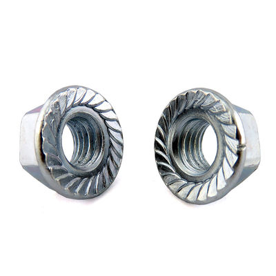 Blue Zinc Plated M6 Hex Flange Lock Nut Serrated DIN6923 For Heavy Equipment