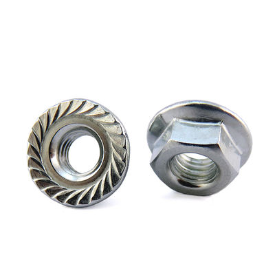Blue Zinc Plated M6 Hex Flange Lock Nut Serrated DIN6923 For Heavy Equipment