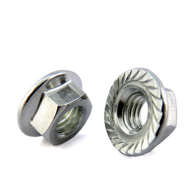 Blue Zinc Plated M6 Hex Flange Lock Nut Serrated DIN6923 For Heavy Equipment