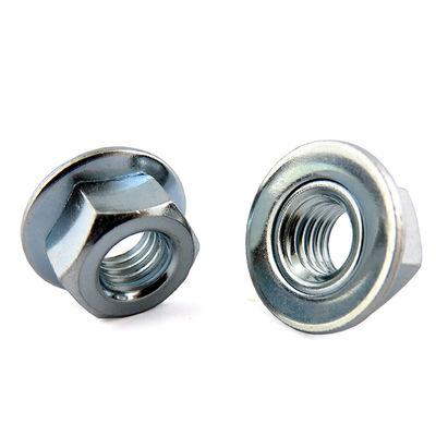 Blue Zinc Plated M6 Hex Flange Lock Nut Serrated DIN6923 For Heavy Equipment
