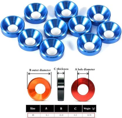 Custom Aluminum Anodized Cup Washer Bowl Washer for Reliability Test in Heavy Industry