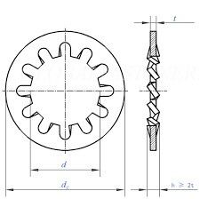 Sample 304 Stainless Steel External Tooth Lock Washers DIN 6797 Standard Metric Self Lock Washer