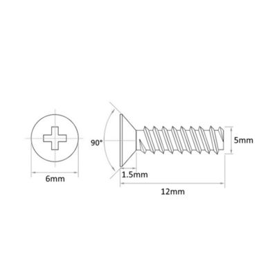 Flat Head Phillips Black Small Screw 5x12mm For Laptop Computer Fan