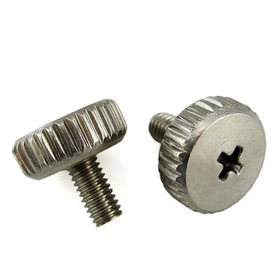 Custom Length M3 Stainless Steel Slotted Knurled Head Captive Thumb Screw