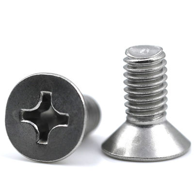 Cross Recessed Stainless Flat Head Screw Countersunk Head 120 Degree Plain Finish