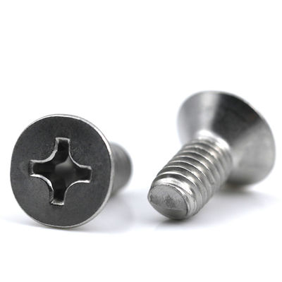 Cross Recessed Stainless Flat Head Screw Countersunk Head 120 Degree Plain Finish