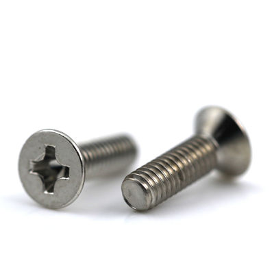 Cross Recessed Stainless Flat Head Screw Countersunk Head 120 Degree Plain Finish