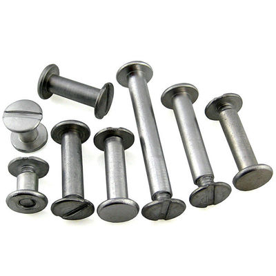 Metal M4 30mm Flat Slotted Head Book Binding Screws With Nickel Plated Finish
