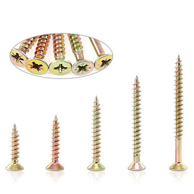 Furniture Steel Chipboard Screw Pozi Drive Countersunk Flat Head Yellow Zinc Plated 16mm-180mm