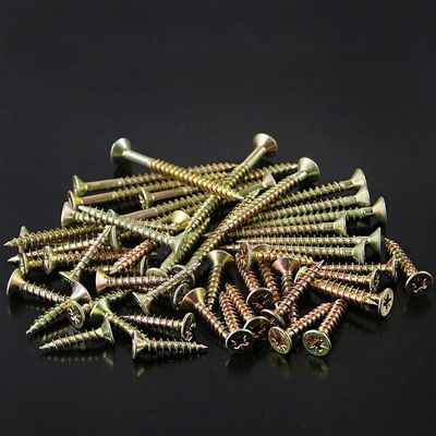 Furniture Steel Chipboard Screw Pozi Drive Countersunk Flat Head Yellow Zinc Plated 16mm-180mm