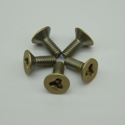 M4*11 Golden Paint Triangle Security Screw With Truss Head And RoHs Certificate