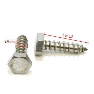 SS316 M12 Stainless Steel Hex Head Coach Screw With Self tapping Thread