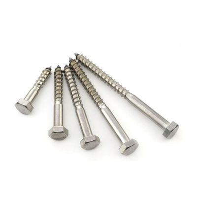 SS316 M12 Stainless Steel Hex Head Coach Screw With Self tapping Thread