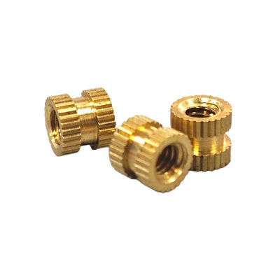 Double Straight Knurled Brass Threaded Insert High Accuracy Brass Screw Inserts