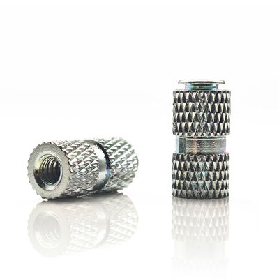 White Zinc Plated Knurled Threaded Insert High Precision For Plastics