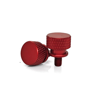 Red Anodized Aluminum Thumb Screw – High-Collar Design for PCB Heat Sink Mounting (M3-M5)