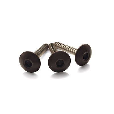 Brown Baked Enamel Dome Head Self-Tapping Screw – Hex Socket & Carbon Steel for Wooden Furniture