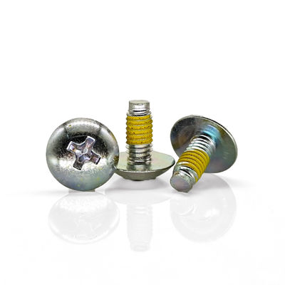 Yellow Nylon Patch Dome Head Phillips Screw – Dog Point Tail & Carbon Steel