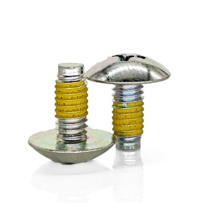 Yellow Nylon Patch Dome Head Phillips Screw – Dog Point Tail & Carbon Steel