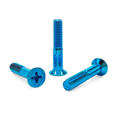 Cobalt Blue PVD Coated Countersunk Phillips Screw Partial Thread & 316L Stainless