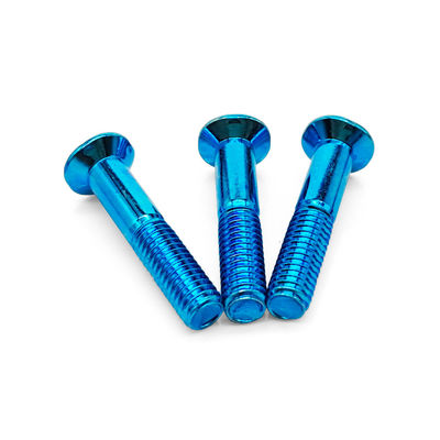 Cobalt Blue PVD Coated Countersunk Phillips Screw Partial Thread & 316L Stainless