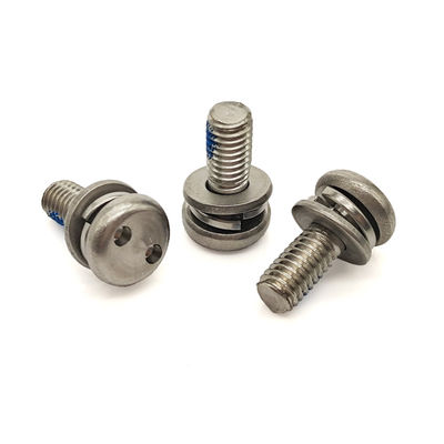 Stainless Steel Snake-Eye Security Screw – Double Spring & Flat Washers with Anti-Tamper Drive