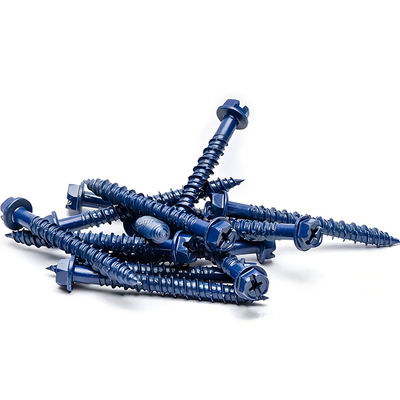 Flat Head Self Tapping Concrete Screws Blue Coating Phillips Self Drilling Screws